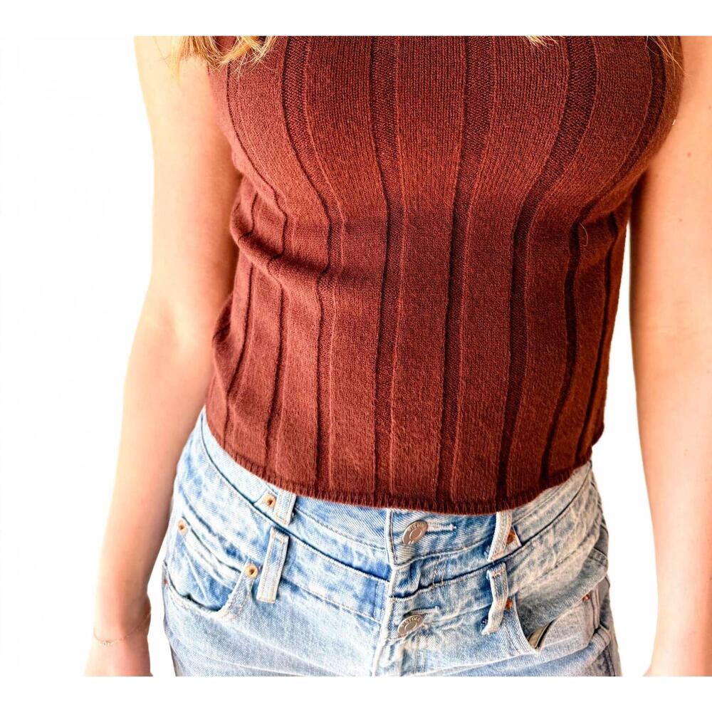 NEW MOD REF lorenza ribbed sleeveless top in chocolate